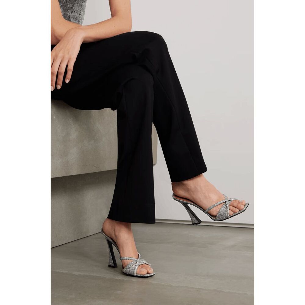D'ACCORI Lust crystal-embellished glittered leather mules Size 39(9) $970